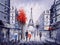 Oil Painting - Street View of Paris