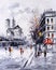 Oil Painting - Street View of Paris