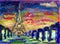 Oil painting sunset paris