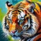 Oil Painting of a Wild Colorful Tiger