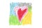 Oil pastel heart color stroke texture on white background. Isolated