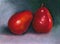 Oil Pastel Painting of Two Bright Red Pears