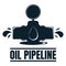 Oil Pipeline label with Oil Drop. Oil Development and Extraction. World Petrol Production. Oil Business Symbol, Icon and Badge.