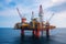 Oil platform on the ocean. Offshore drilling for gas and petroleum. Generative AI