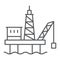 Oil platform thin line icon, industrial and derrick, oil rig sign, vector graphics, a linear pattern on a white