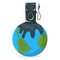 Oil Pollution Concept Icon and Label. Earth Pollution by Petroleum. Technogenic Catastrophe Symbol, Icon and Badge. Cartoon Vector