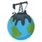 Oil Pollution Concept Icon and Label. Earth Pollution by Petroleum. Technogenic Catastrophe Symbol, Icon and Badge. Cartoon Vector