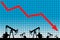 Oil price crisis. Oil price fall graph illustration.