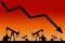 Oil price crisis. Oil price fall graph illustration.