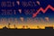 Oil price fall illustration with red down arrow