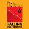 Oil price falling down graph illustration. vector