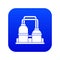 Oil processing factory icon digital blue