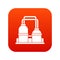 Oil processing factory icon digital red