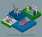 Oil production cycle flat 3d web isometric infographic concept