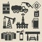Oil production industry icons set