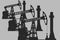 Oil production: oil rigs stylized image