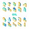 Oil Production Plant Collection Icons Set Vector