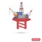 Oil production station on water color flat icon