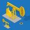 Oil Pump Energy Industrial on a Blue Background. Vector