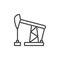 Oil pump jack line icon, outline vector sign, linear style pictogram isolated on white.