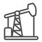 Oil pump jack, oil extraction station, rig line icon, oil industry concept, pumpjack vector sign on white background