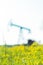 Oil pump or pump installation in a flowering field. Problems of environmental production
