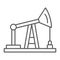 Oil pump thin line icon, production and industry, oil derrick sign, vector graphics, a linear pattern on a white