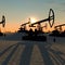 Oil pumps in the desert 3D illustration