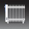 Oil radiator on transparent background. White, electric oil filled heater on wheels. Vector, resizable icon of