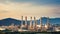 Oil refinery with a background of mountains and sky.The factory is located in the middle of nature and no emissions, Top View,