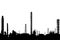 Oil refinery or chemical plant with pipes silhouette. Crude oil and gas processing plant. Detailed illustration of an oil refinery