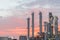 Oil refinery at dramatic sunrise