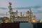 Oil Refinery factory in evening, Petroleum, petrochemical plant