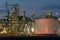 Oil Refinery factory in evening, Petroleum, petrochemical plant