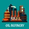 Oil refinery factory in flat style