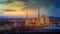 Oil refinery with oil storage tank and industrial background of petrochemical plant at twilight