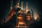 Oil refinery with people at work. Large industrial refinery with intricate pipelines. Generative Ai