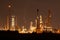 Oil refinery, petrochemical plant at industial estate night time