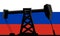 Oil Refinery Petroleum Industry Silhouette Over Flag Of Russia