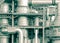 Oil refinery plant detail in vintage tone edit