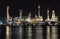 Oil refinery plant night scene in Thailand