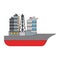 Oil refinery ship with pumps symbol isolated
