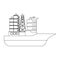 Oil refinery ship with pumps symbol isolated in black and white