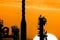 Oil refinery silhouette isolated on sunset