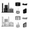 Oil refinery, tank, tanker, tower. Oil set collection icons in black,monochrome style vector symbol stock illustration