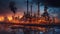 Oil refinery at twilight