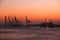 Oil rig Derricks in Harbor