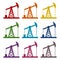 Oil Rig Icon, Oil pump jack icons set