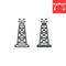Oil rig line and glyph icon, fuel tower and drilling rig, oil derrick vector icon, vector graphics, editable stroke