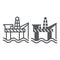 Oil rig line and glyph icon, industry and sea, oil platform sign, vector graphics, a linear pattern on a white